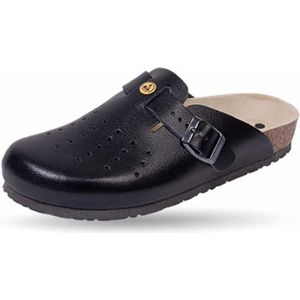 Weeger ESD Clog Perf 48519 Nobuck leren klomp, uniseks, zwart.