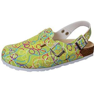 Weeger Dames 41610 werkklompen, groen graffiti, 35 EU