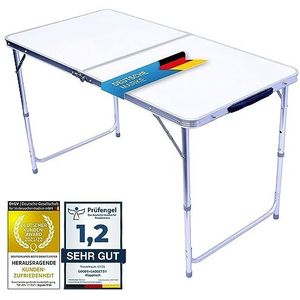 Opvouwbare multifunctionele tafel campingtafel klaptafel markttafel in hoogte verstelbaar behang tafel bijzettafel voor kamperen in de tuin voor festivals markten en meer (Wit: 120 X 60 Cm)