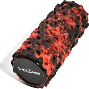 Foamroller - te gebruiken voor zelfmassage en spier- en bindweefseltraining - 33 x 14,5 cm - (Zwart-Rood)