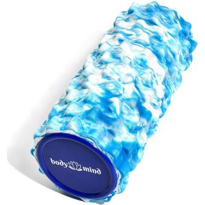 Fasciarol massagerol; fascia-training op het bovenlichaam, nek, rug, benen, kuiten en alle andere spiergroepen; 33 x 14,5 cm; blauw-wit