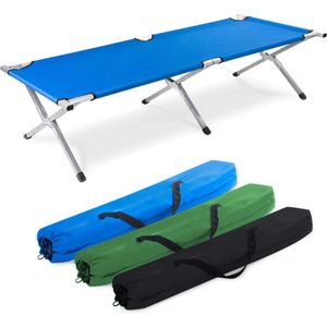 Opvouwbaar leger aluminium campingbed - Opvouwbaar veldbed en gastenbed (Blauw)