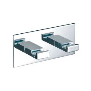 Decor Walther kapstok/kledinghaak dubbel BRICK BK KHAK2 zelfklevend chroom