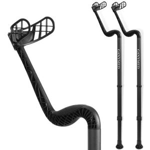 Ossenberg GANYMED Onderarmhulp, loophulp met ergonomische softgrip, in hoogte verstelbare onderarmsteun van lichtmetaal, krukken met rubberen voet, tot 120 kg, zwart