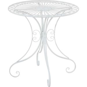 CLP Hari ronde tuintafel - rond - bijzettafeltje - Bistrotafel - met sierlijke decoraties - in Art Nouveau stijl - Metaal - wit