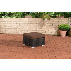 CLP Polyrattan hocker Bilbao / Madeira zwart aardsbruin