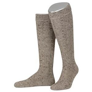 Lusana Klederdrachtkniekous Dachsbach Tweed klederdrachtkousen heren, beige (bruin gemêleerd)