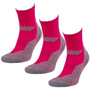 JD Trekkingoutdoorsokken All-Season korte damen- en herensokken – verpakking van 3 stuks, fuchsia, 36 EU