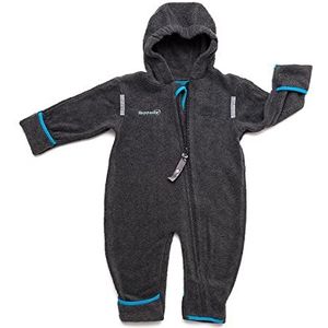 Hoppediz Babyoverall van fleece, extra lange benen, perfect voor babydrager, omslagmanchetten aan handen en voeten, antraciet, 56-62