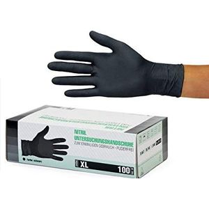 Nitrilhandschoenen 100 stuks doos (XL, zwart) Wegwerphandschoenen, wegwerphandschoenen, onderzoekshandschoenen, nitrilhandschoenen, poedervrij, zonder latex, niet-steriel, latexvrij, black, disposible