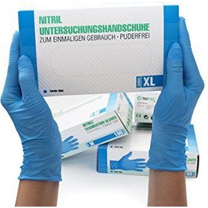 Nitrilhandschoenen 100 stuks doos (XL, blauw) Wegwerphandschoenen, wegwerphandschoenen, onderzoekshandschoenen, nitrilhandschoenen, poedervrij, zonder latex, niet-steriel, latexvrij, black, disposible