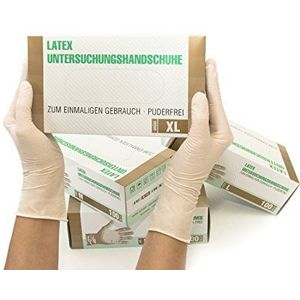 SF Latex handschoenen XL wit – 100 stuks wegwerphandschoenen, latex handschoenen, rubberen handschoenen voor geneeskunde, reiniging, keuken, cosmetica, tatoeage en huishoudelijke werkzaamheden