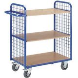 Rollcart Etagenwagen mit 2 Gitterw&#228;nden 1070mm hoch und 3 Ladefl&#228;chen 1000x500mm mit Gitter 50 50 4mm ohne Rand