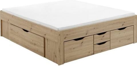 Stauraumbett Noah 180 x 200 cm, ohne Lattenrost mit 6 Bettschubladen, Ausf. Eiche Artisan Dekor