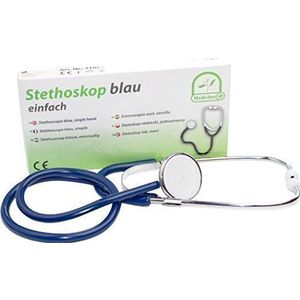 Medi-Inn stethoscoop met platte kop, ultralicht, nikkelvrij, duidelijke geluidsoverdracht, flexibele Y-slang met borststuk, blauw