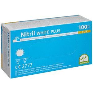 Einmalhandschuhe Medi-Inn® PS Nitril White Plus, für links/rechts, puderfrei, nicht steril, allergikergeeignet, Größe S, Nitril, weiß, 100 Stück