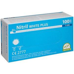 Wegwerphandschoenen Medi-Inn® PS Nitril White Plus, voor links/rechts, poedervrij, niet-steriel, geschikt voor mensen met een allergie, diverse maten, nitril, wit, 100 stuks
