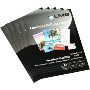 25 LMG Laminierfolien matt für A4 125 micron selbstklebender Rücken