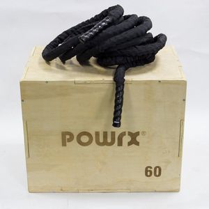 PowrX© Battle Rope met hoes - Ø 38 of 50 mm - trainingstouw sporttouw stoottouw touw voor fitness krachttraining - verschillende maten. Lengte - Muurbeugel optioneel (38 mm, 12 m)