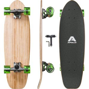 Apollo Mini Longboard | Midi Cruiser als compleet board, 70 cm (30 x 8) | wendbaar Kick Tail Mini Longboard van hout in vintage skateboard-stijl | Longboard volwassenen met High Speed ABEC 9