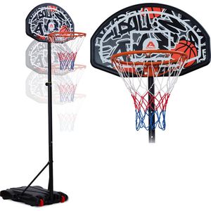 Basketbalring Apollo met standaard en wielen | verstelbare ringhoogte van 155 tot 210 cm | complete outdoor basketbalring | basketbalring voor kinderen | basketbalring voor tieners