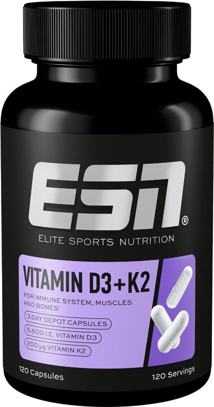 ESN - Vitamine D3 K2 - 120 Capsules - Vegan - Made in Duitsland