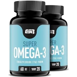 ESN Super omega-3, 2 x 60 capsules, hoge dosis visolie met 400 mg EPA en 300 mg DHA per capsule, geteste kwaliteit, made in Germany