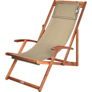 Casaria Ligstoel Acaciahout – Opvouwbaar tot 160kg – Beige