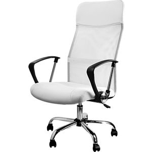 Ergonomische Bureaustoel Wit Kunstleer 122x51x52cm