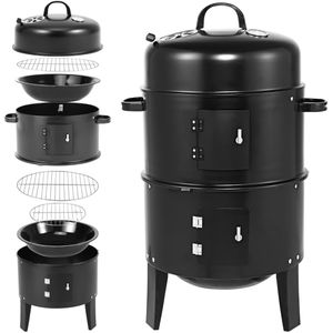 Gardebruk Barbecue Smoker - 3in1 met Ventilatieschuiven – Zwart