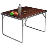 Casaria Campingtafel houtlook aluminium 80x60x70cm opvouwbaar