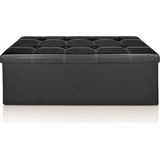 CASARIA® Moderne 2-in-1 Zitbank met Opbergruimte Kunstleer 115x38x38cm 131l Opbergbank Poef Voetenbank Zwart