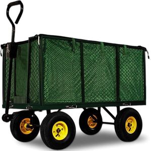 Bolderkar met binnenzeil - belastbaar tot 550 kg - groen - tuinkar - bolderwagen