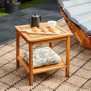 Casaria Bijzettafel Tuintafel Acaciahout Weerbestendig 2 Planken Massief 45x45x45cm Balkon Houten Tafel Tuin Bruin