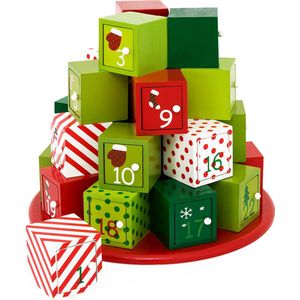 Adventskalender Doppelsteen Hout Rond