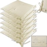 Detex® Sitzkissen Stuhl 6er Set Wasserabweisend 43x39cm Befestigungsriemen Waschbar Reißfest Stuhlkissen Sitzauflage Sitzpolster Gartenstuhl Farbwahl
