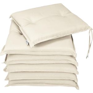 Stoelkussen Boston Set 6 Waterafstotende Kussens Stoelkussens Kussen Tuin Terras Binnen Buiten Beige