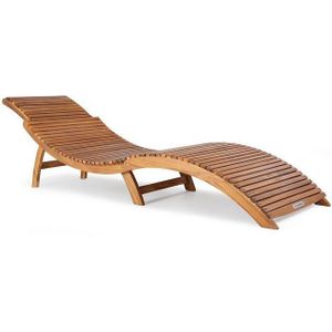 Sonnenliege klappbar Holz FSC®-zertifiziert 320kg Belastbarkeit Tragegriff Kofferfunktion Garten Balkon Terrasse Geschwungen Akazie 190x60cm - Casaria