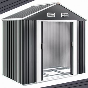 Tuinhuis XL Antraciet Metaal 196x132x188cm Fundament