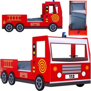 Casaria Kinderbed Brandweerauto – Incl. Lattenbodem - 200 x 90 cm