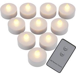 Monzana - Teelichter led +300H elektrisch flackernd mit Fernbedienung mit Batterien flammenlose realistische Kerzen hell warm weiß 10er Set je 3,7cm