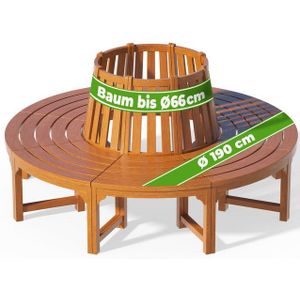 Casaria - Boombank - Houten Bank - Bruin - Eucalyptushout - Ø 190 cm