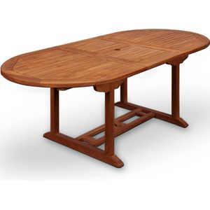 Casaria Tuintafel Uitschuifbaar Weerbestendig 200x100x75cm Eucalyptushout FSC® Parasolhouder Tuin Balkon Terras Bruin