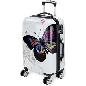 Monzana® Hardshell koffer, Butterfly Trolley, reiskoffer, koffer M, L, XL, 4 wielen, M - 42 Liter