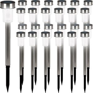 Monzana Tuinlamp – 24x Zonneenergie LED IP44 Waterdicht RVS – Wit