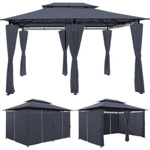 Casaria Paviljoen Topas 3x4m zijwanden metaal waterafstotend partytent antraciet