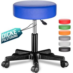 Rollhocker Höhenverstellbar 10cm Polsterung 46-60cm Sitzhöhe 360° drehbar Ø35cm rund Rollen Bürohocker Drehhocker Arbeitshocker Hocker blau - Casaria