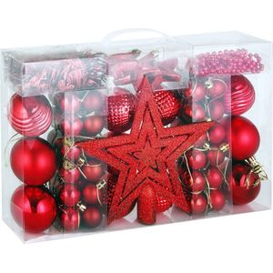 Kerstversiering Rood 66-delig
