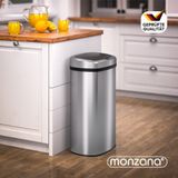 Deuba Vuilnisbak met Sensor - Vierkant RVS - 58 Liter Zilver