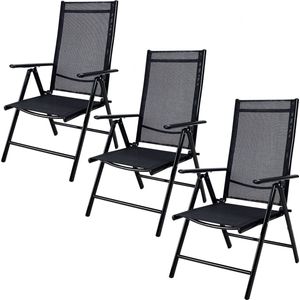 Tuinstoel Bern Set van 3 Antraciet Aluminium
